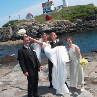 Maine Island and Lighthouse Wedding Photo