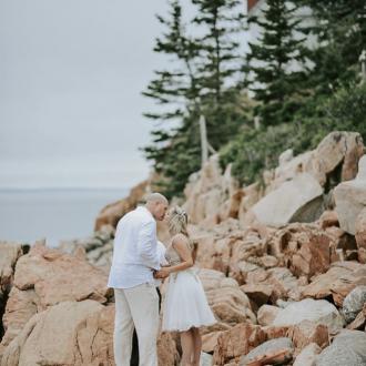 Maine Island and Lighthouse Wedding Photo