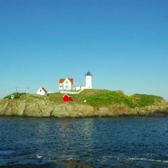 Maine Island and Lighthouse Wedding Photo