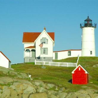 Maine Island and Lighthouse Wedding Photo