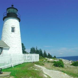 Maine Island and Lighthouse Wedding Photo