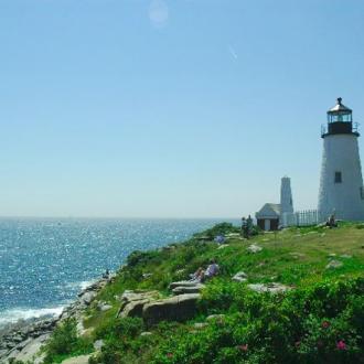 Maine Island and Lighthouse Wedding Photo