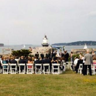 Maine Island and Lighthouse Wedding Photo