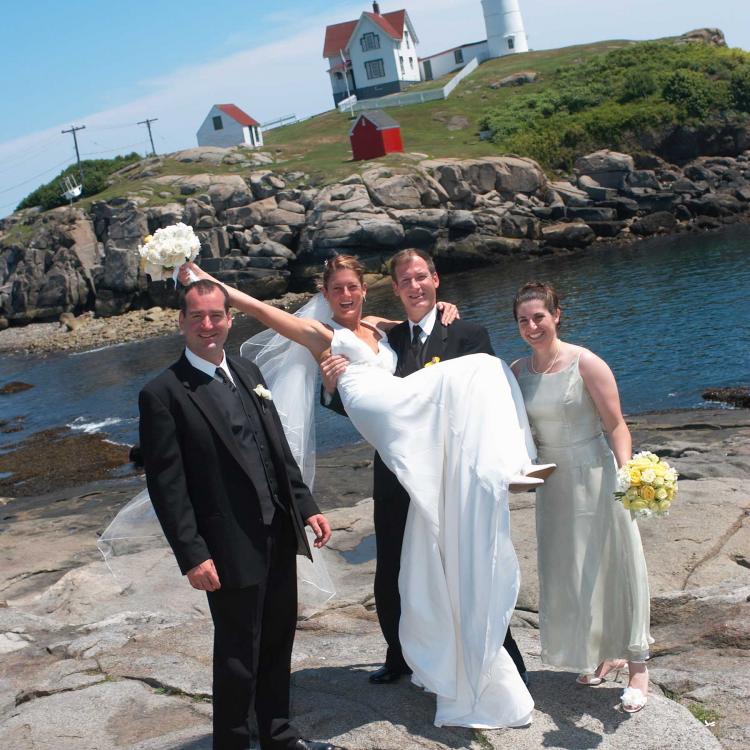 Maine Island and Lighthouse Wedding Photo